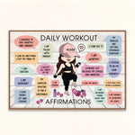 Daily Workout Affirmations - Personalized Poster/Wrapped Canvas - Birthday Gift For Fitness Lovers, Fitness Girls