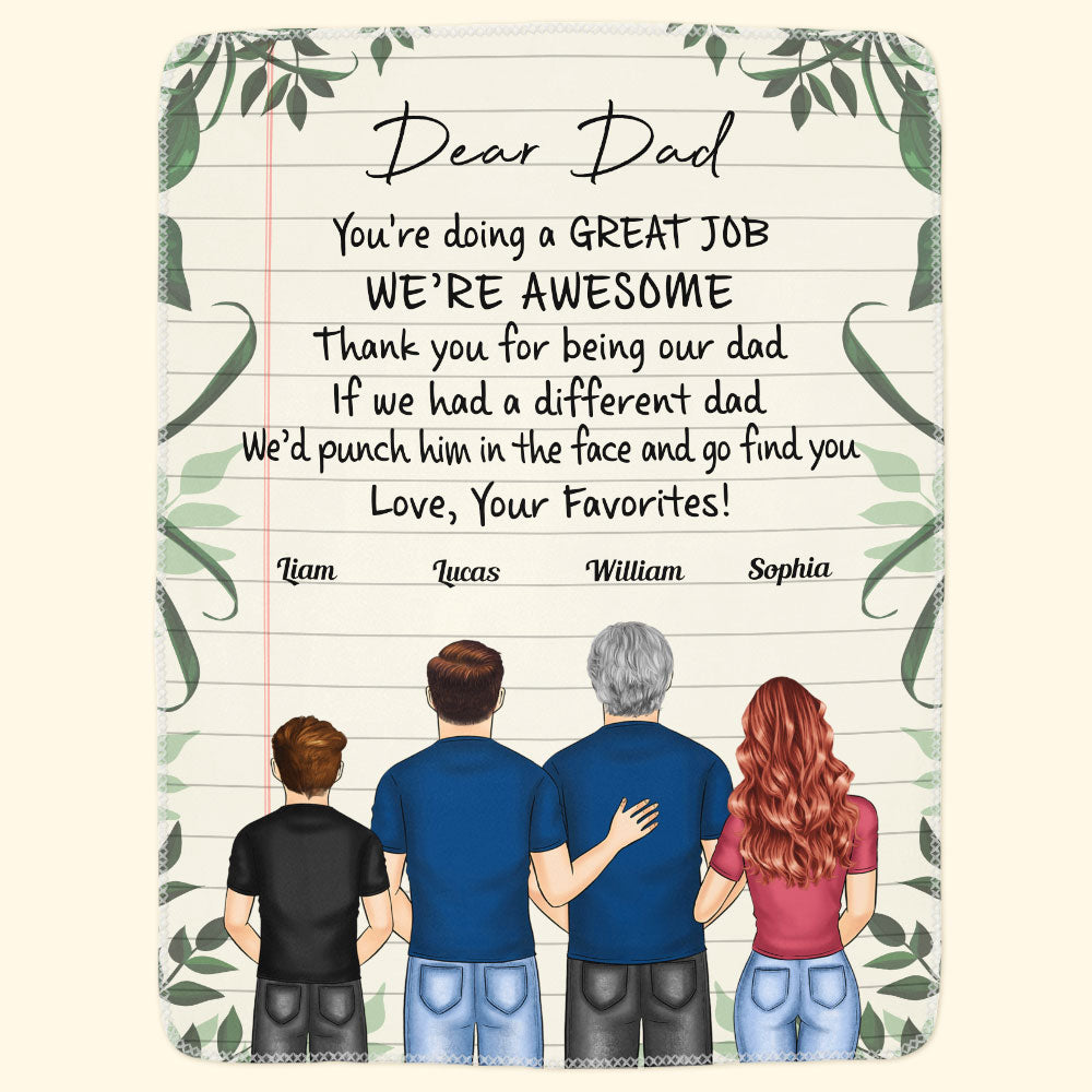 Dear Dad, Great Job, We're Awesome - Personalized Blanket