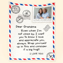 Dear Grandma I Love You Love Letter - Personalized Photo Blanket