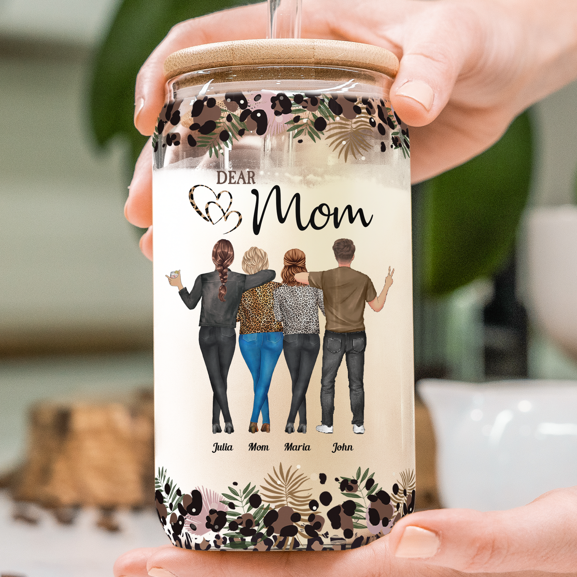 Dear Mom Great Job, We'Re Awesome Thank You - Personalized Clear Glass Can
