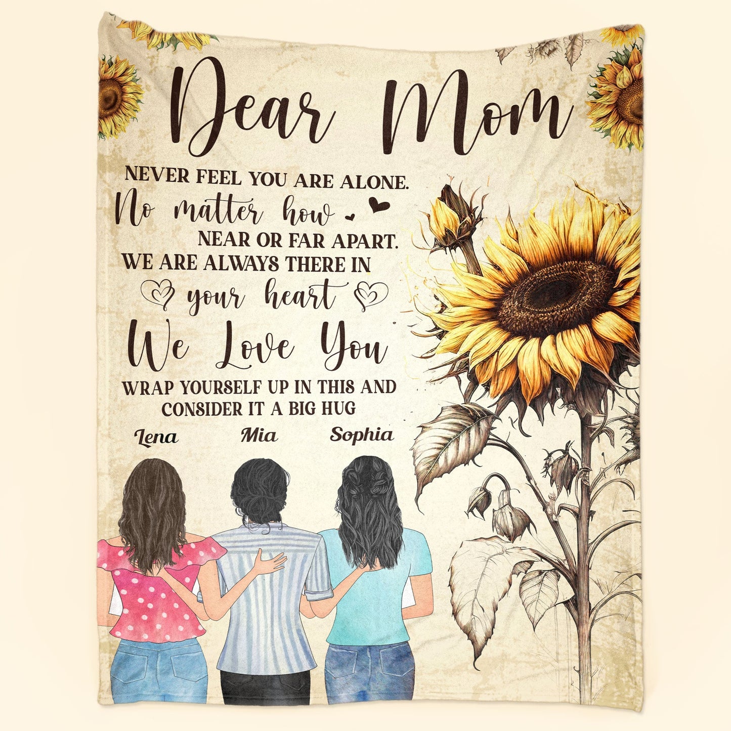 Dear Mom,Never Feel You Are Alone - Personalized Blanket - Mother's Day, Loving, Birthday Gift For Mom, Mother