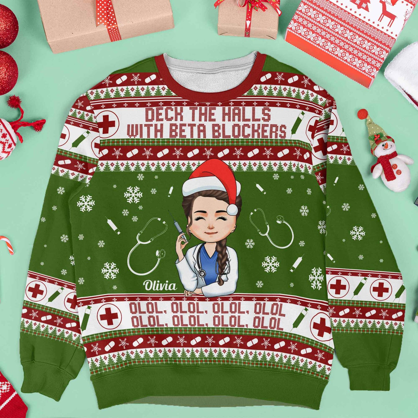 Deck The Halls With Beta Blockers - Personalized Ugly Sweater