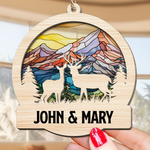Deer Couple Hunting Gift - Personalized Suncatcher Ornament