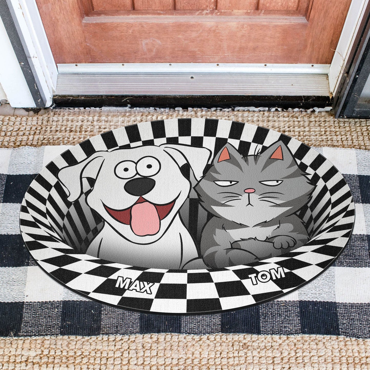 Dog Cat 3D Vision - Personalized Custom Shaped Doormat