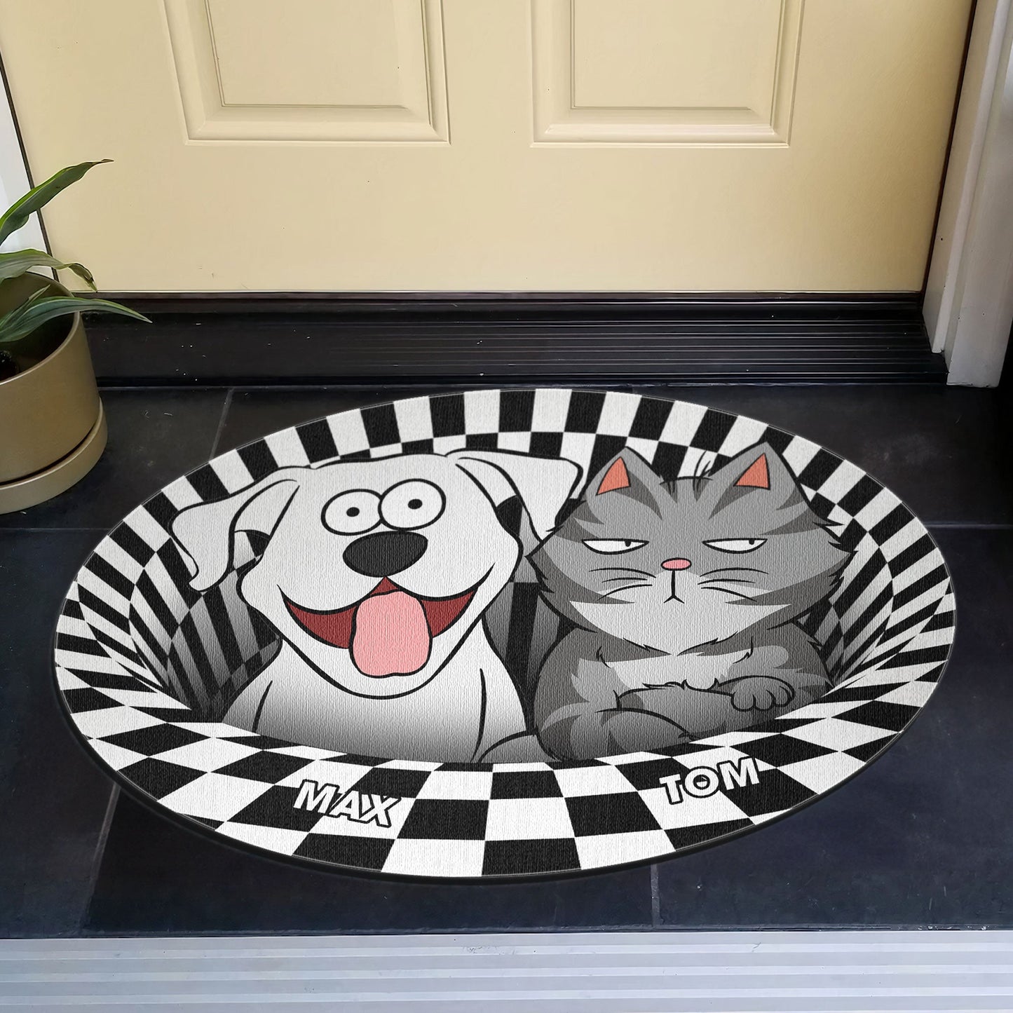 Dog Cat 3D Vision - Personalized Custom Shaped Doormat