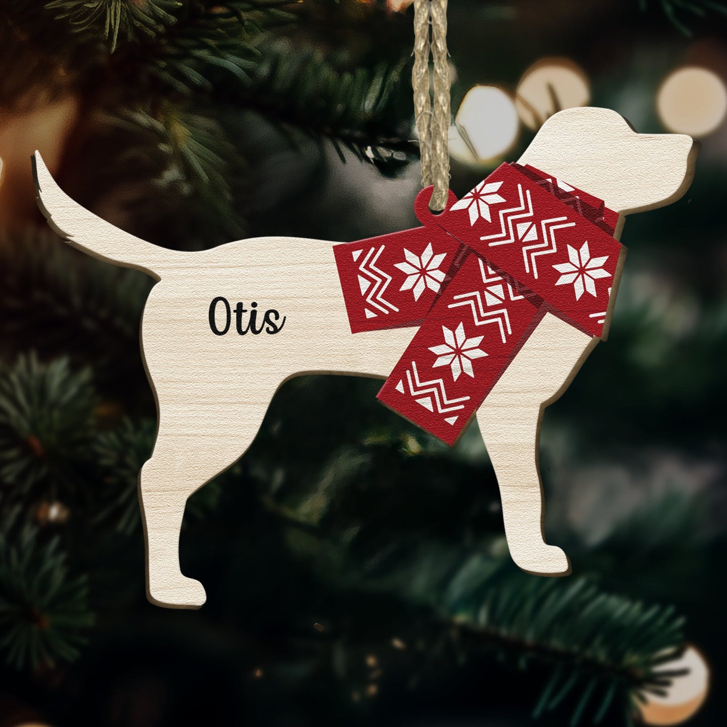 Dog Christmas - Personalized Wooden Ornament