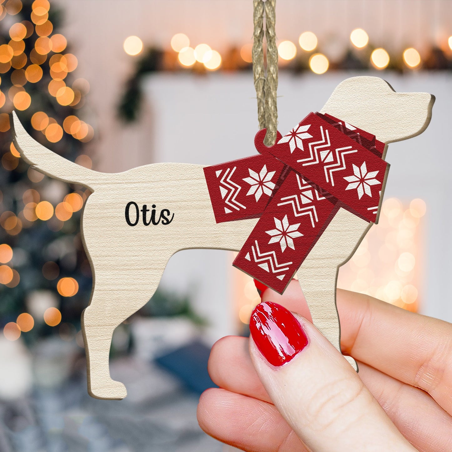 Dog Christmas - Personalized Wooden Ornament