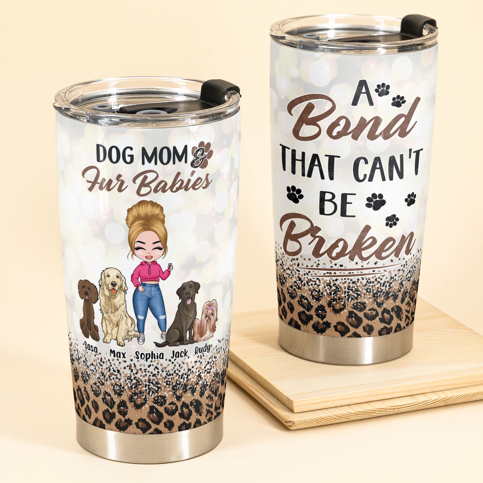 Dog Mom And Fur Babies - Personalized Tumbler Cup - Birthday Gift For Dog Lovers, Dog Mom