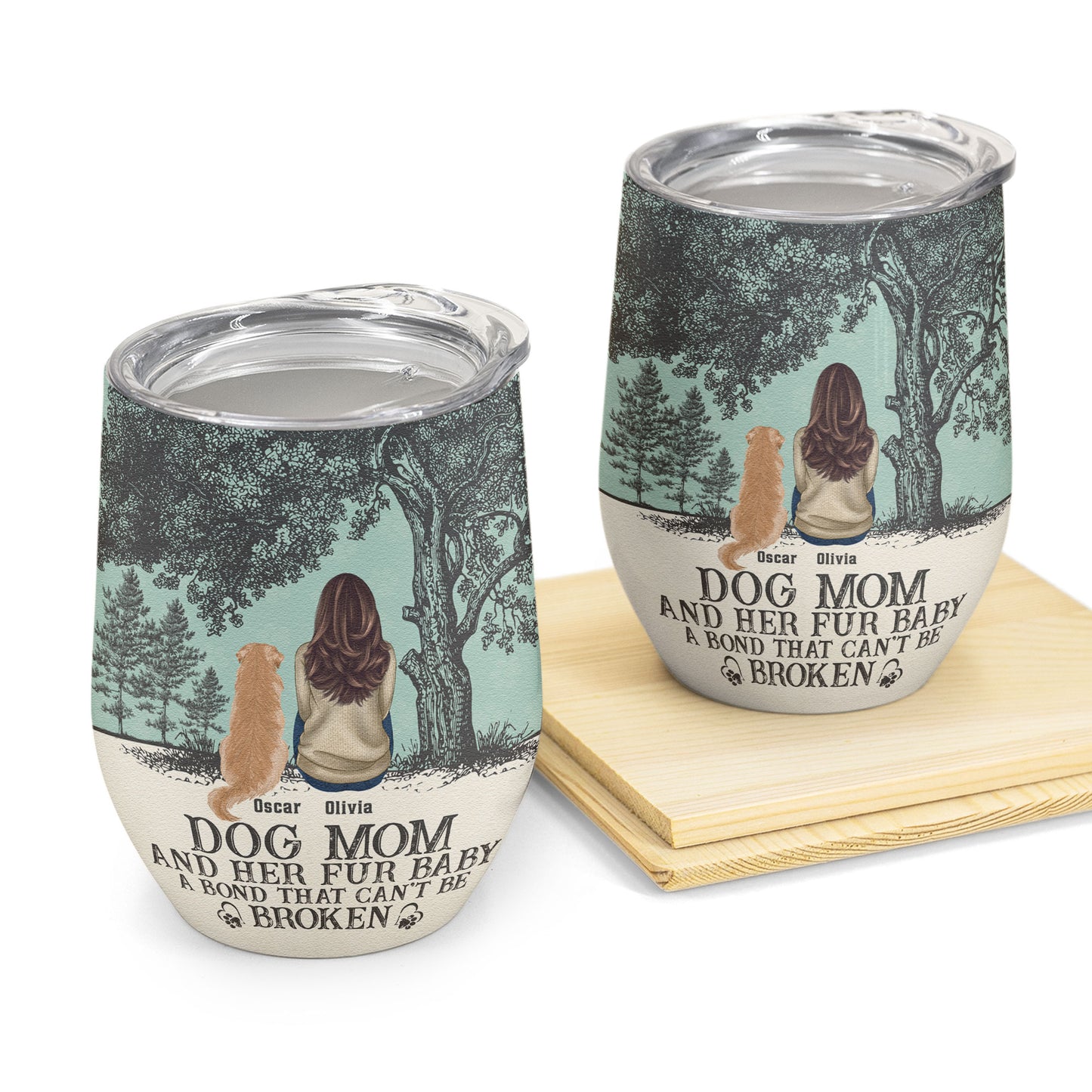 Dog Mom And Her Fur Babies - Personalized Wine Tumbler