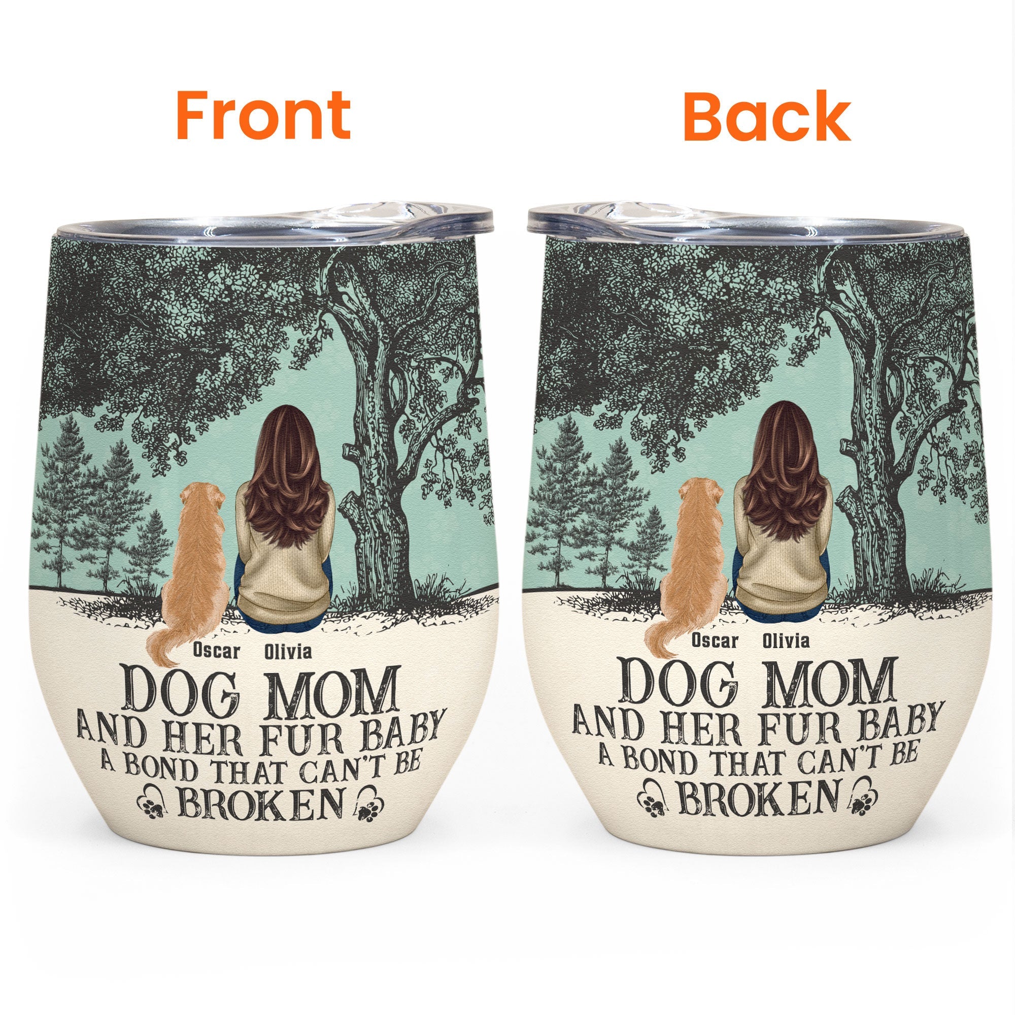 Dog Mom And Her Fur Babies - Personalized Wine Tumbler
