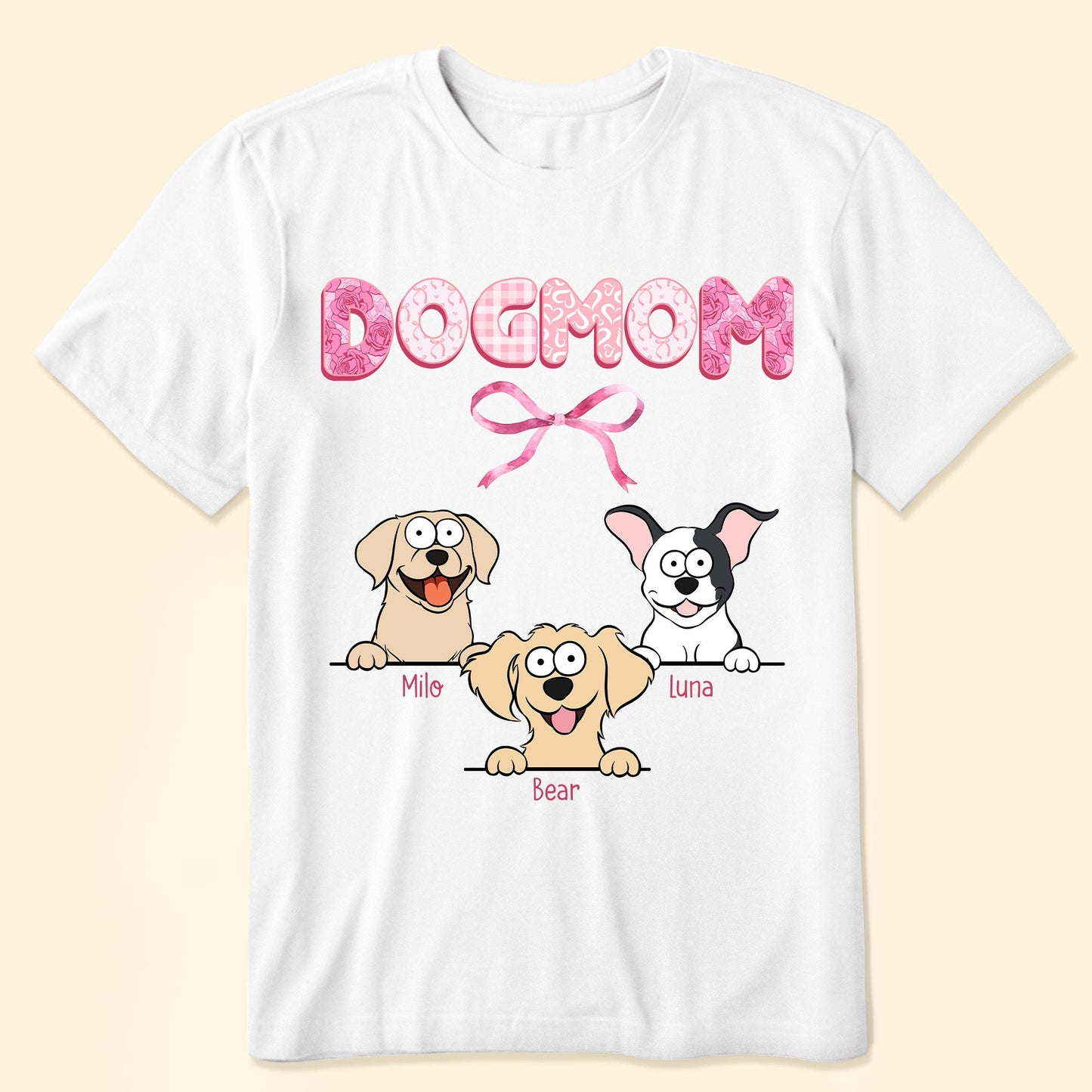 Dog Mom Coquette Pink Bow Ribbon Trendy Style - Personalized Shirt