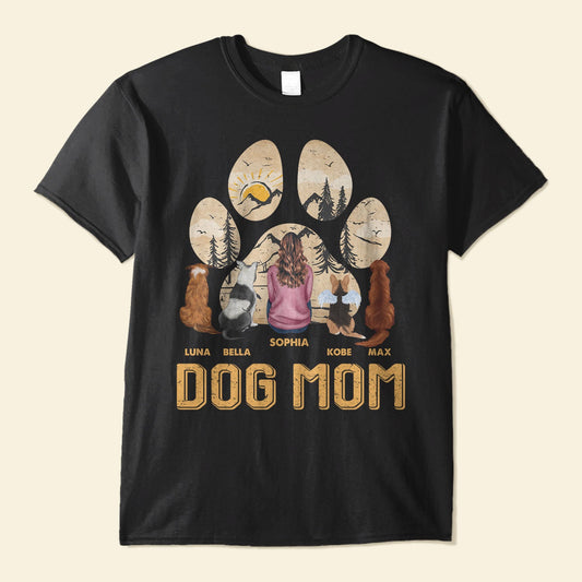Dog Mom Paw Mountain View Vintage - Personalized Shirt