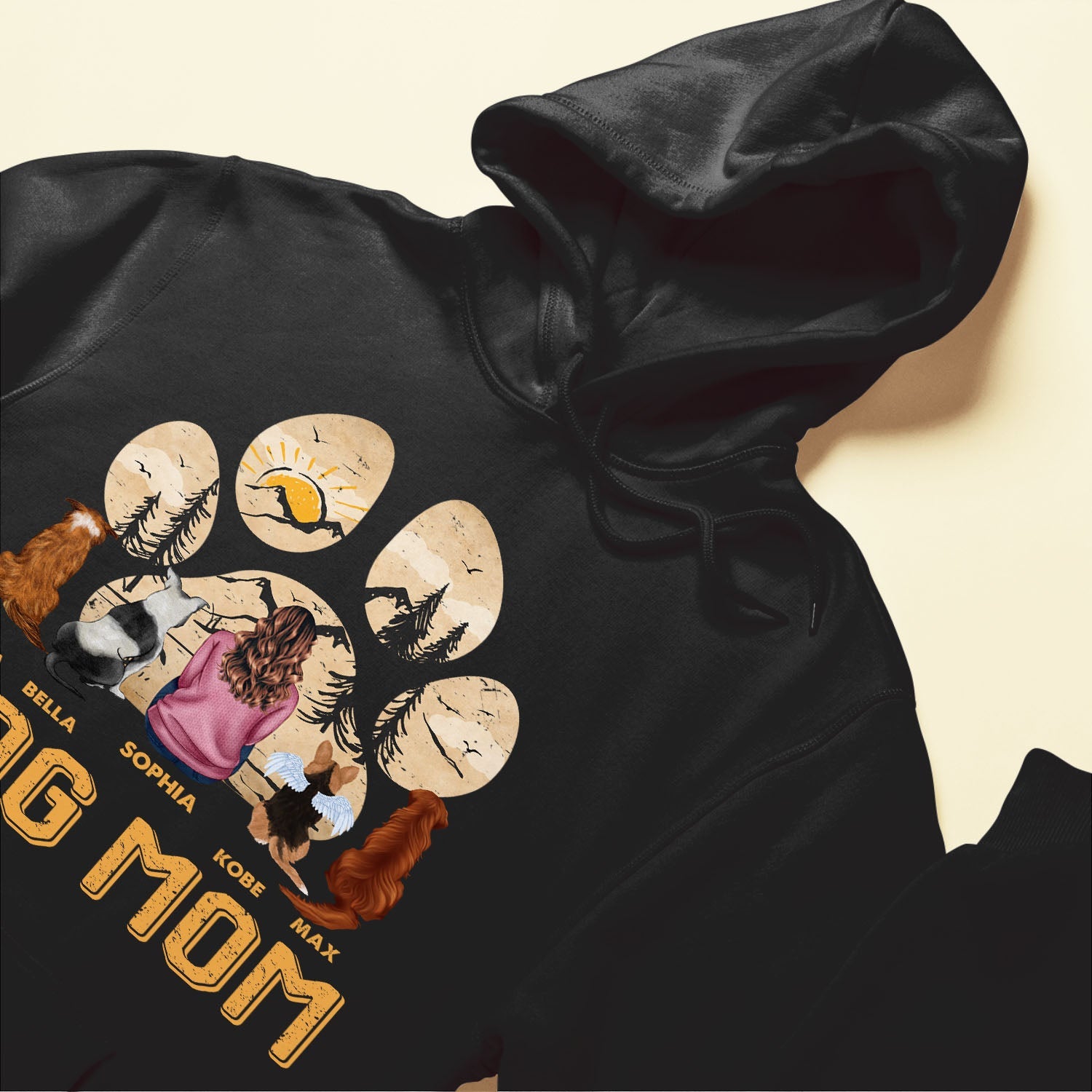 Dog Mom Paw Mountain View Vintage - Personalized Shirt