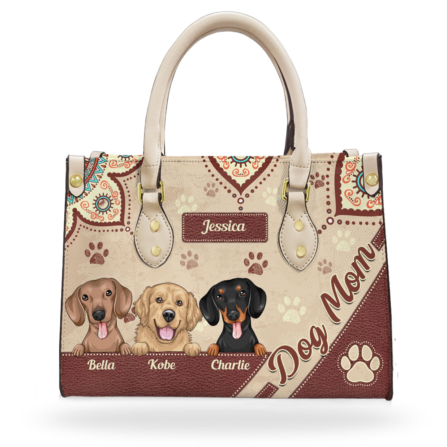 Personalized Dog Mom Leather Long Handbag