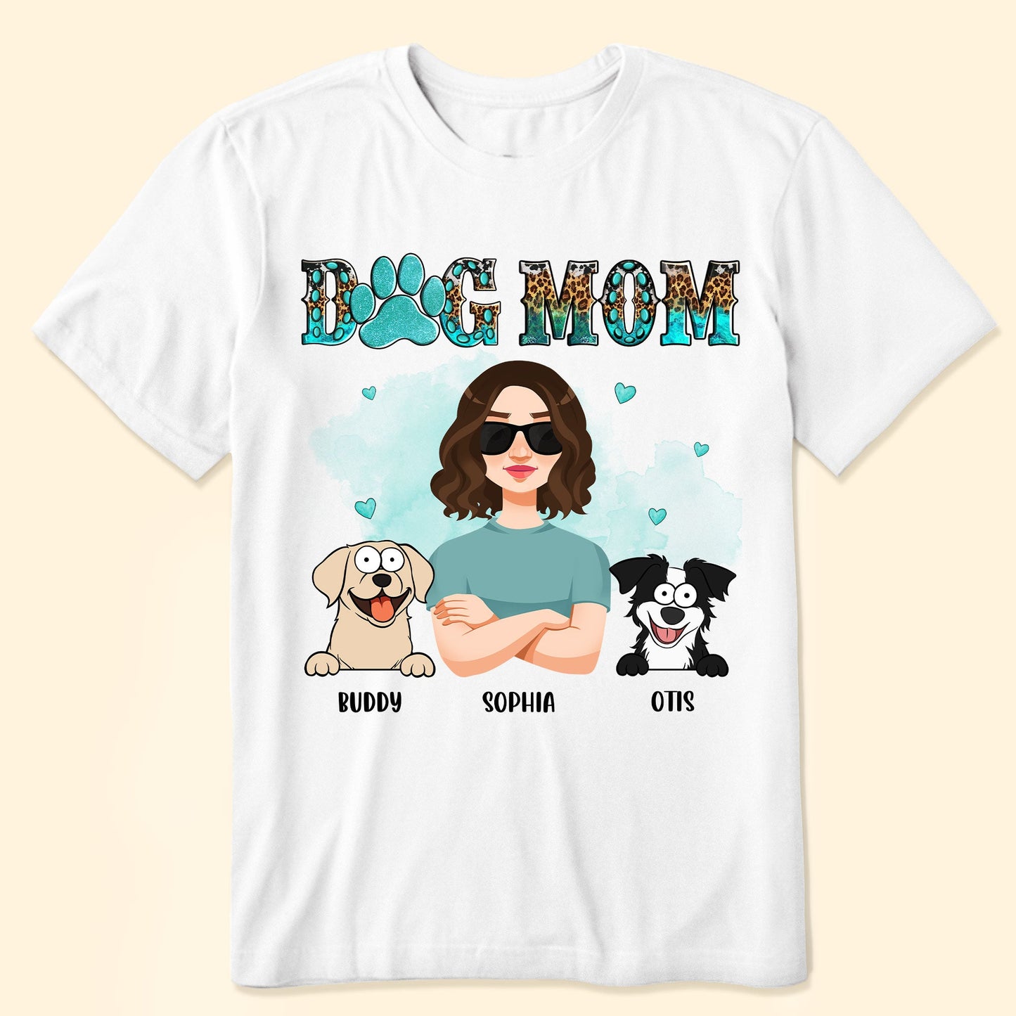 Dog Mom - Teal And Leopard Version - Personalized Shirt