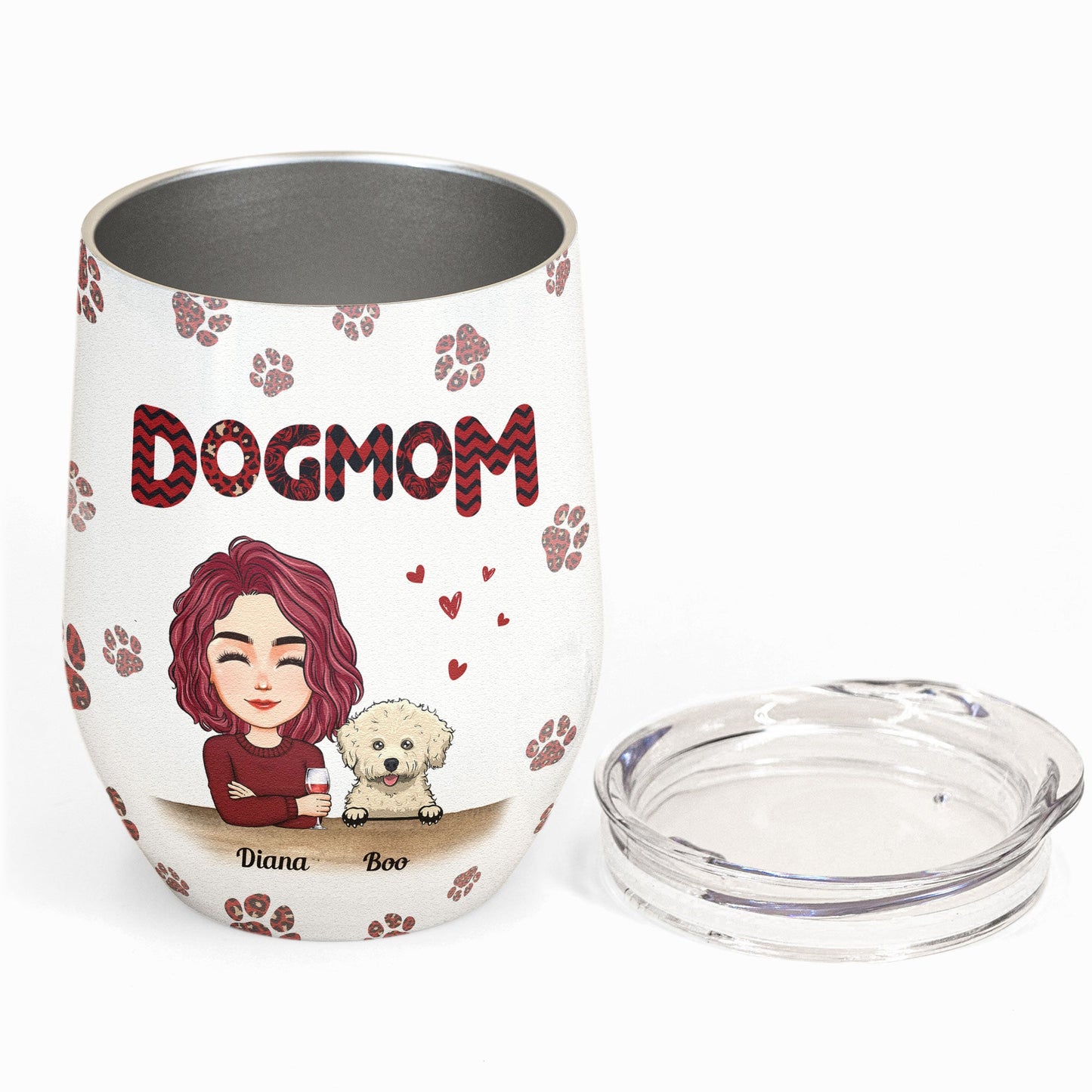 Dog Mom Ver 2 - Personalized Wine Tumbler - Birthday Gift For Women, Dog Lovers