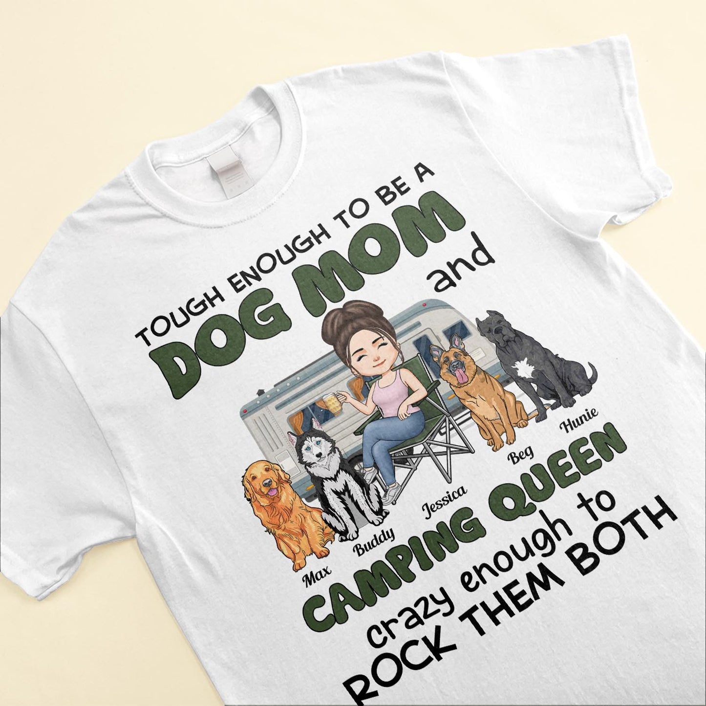 Dog Mom & Camping Queen - Personalized Shirt - Birthday, Mother's Day Gift For Dog Mom, Fur Mama, Camping Queen
