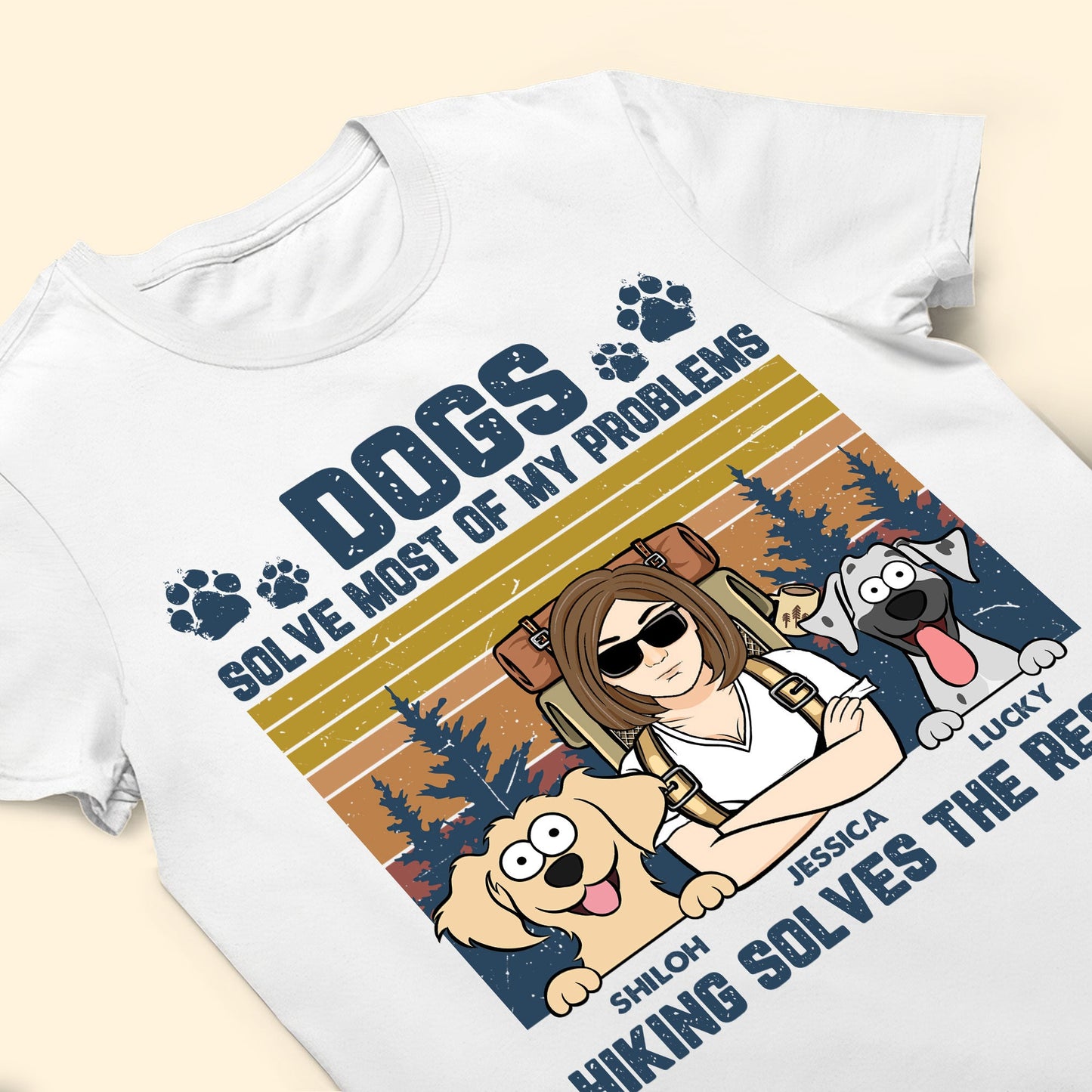 Dogs And Hiking Solve My Problems - Personalized Shirt