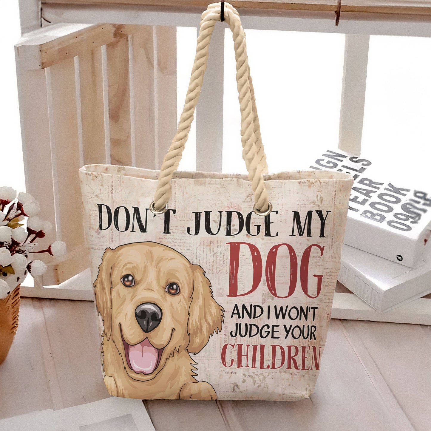 Don't Judge My Dogs - Personalized Beach Bag