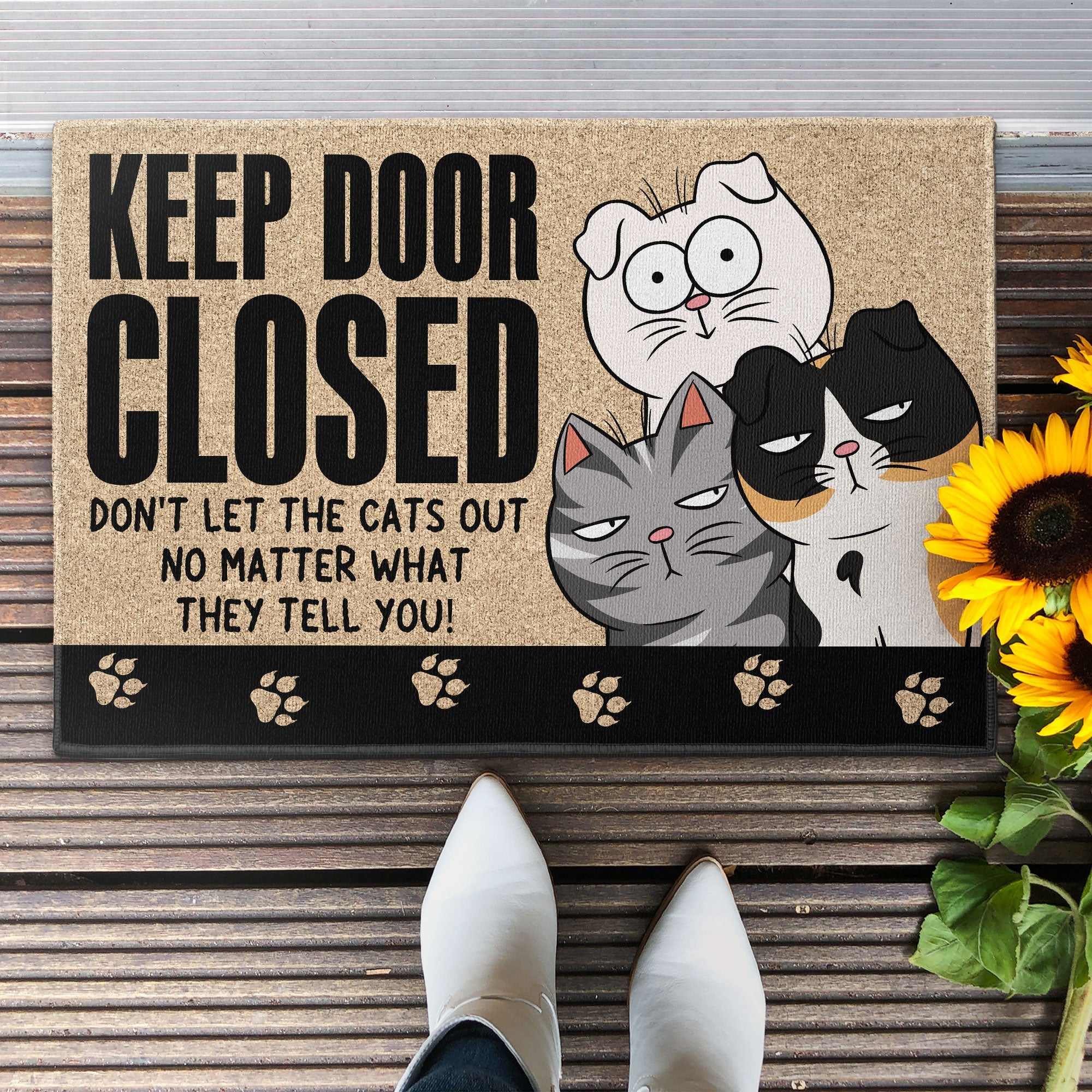 Don't Let The Cats Out - Personalized Doormat