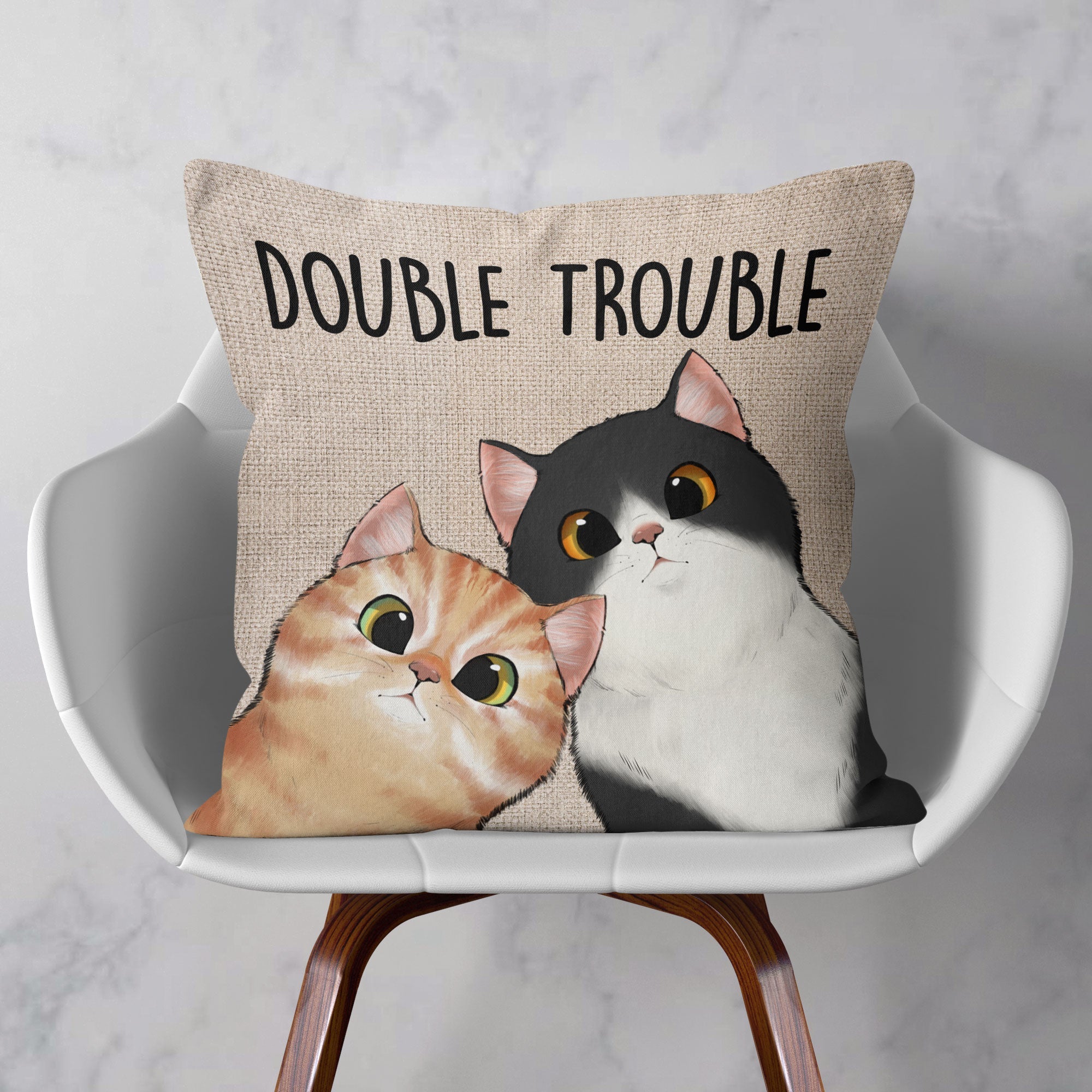 Double Trouble Meow Meow Personalized Pillow (Insert Included) Macorner