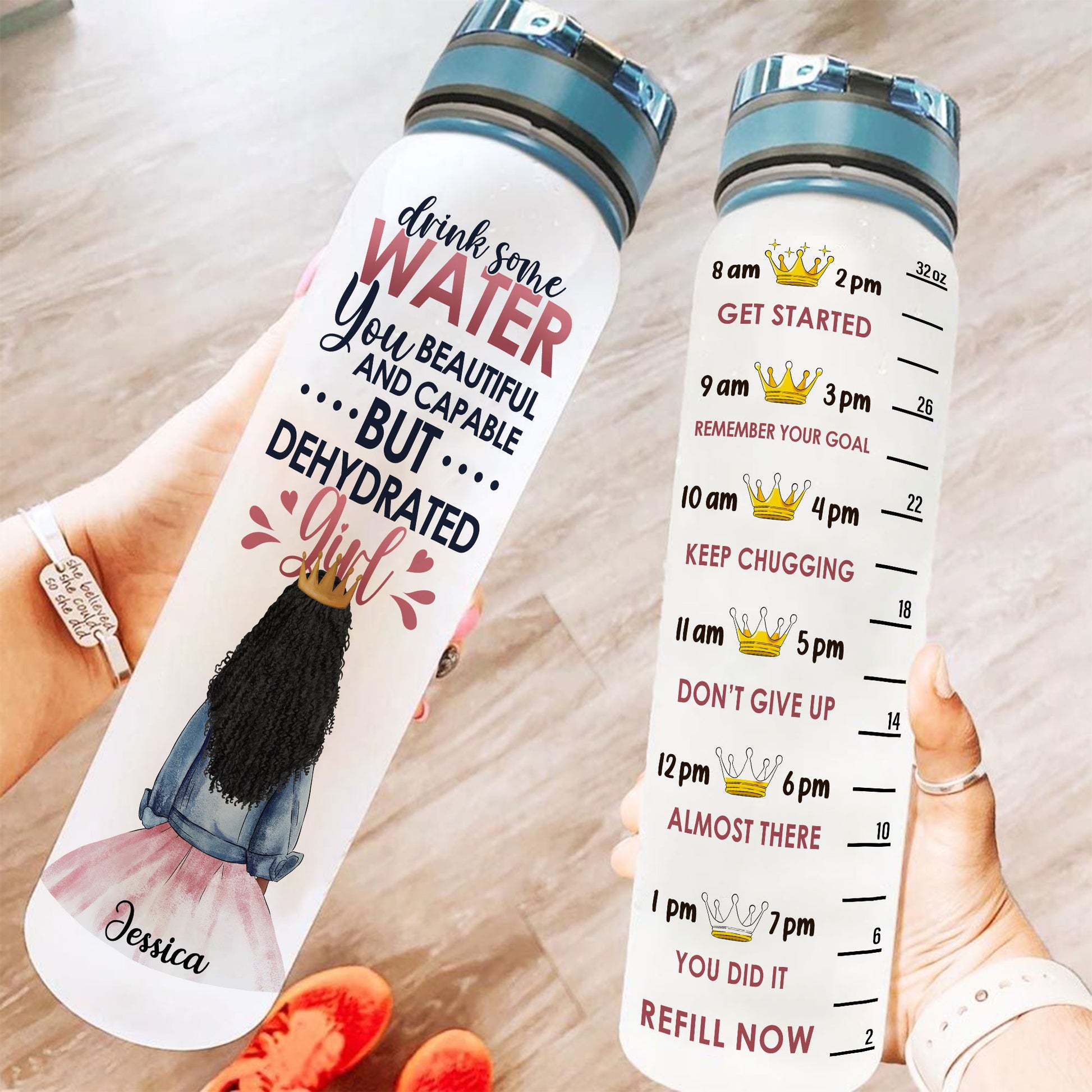 Drink Some Water Girl - Personalized Water Bottle With Time Marker