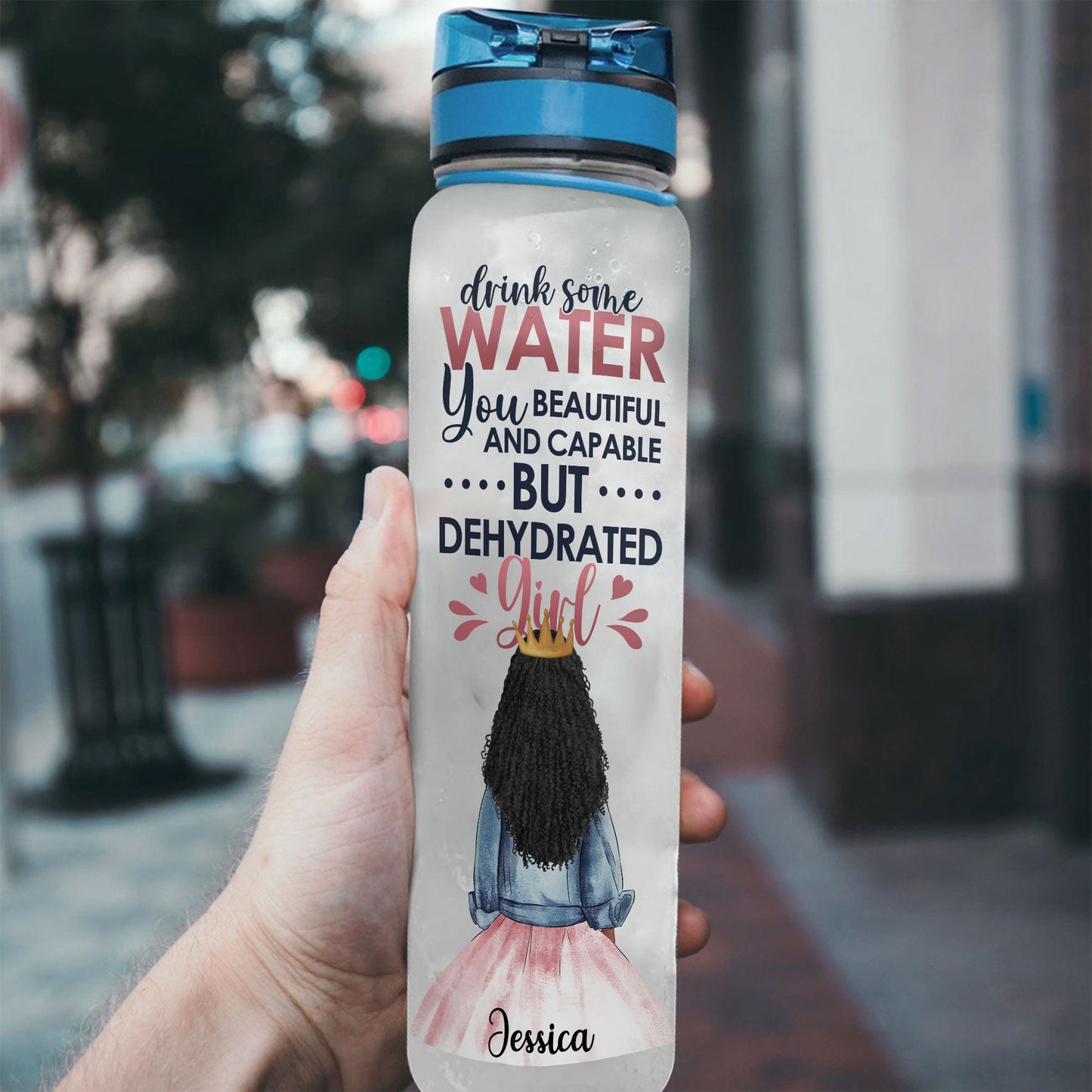 Drink Some Water Girl - Personalized Water Bottle With Time Marker - Birthday, Funny Gift For Little Girls, Daughters, Granddaughters, Nieces