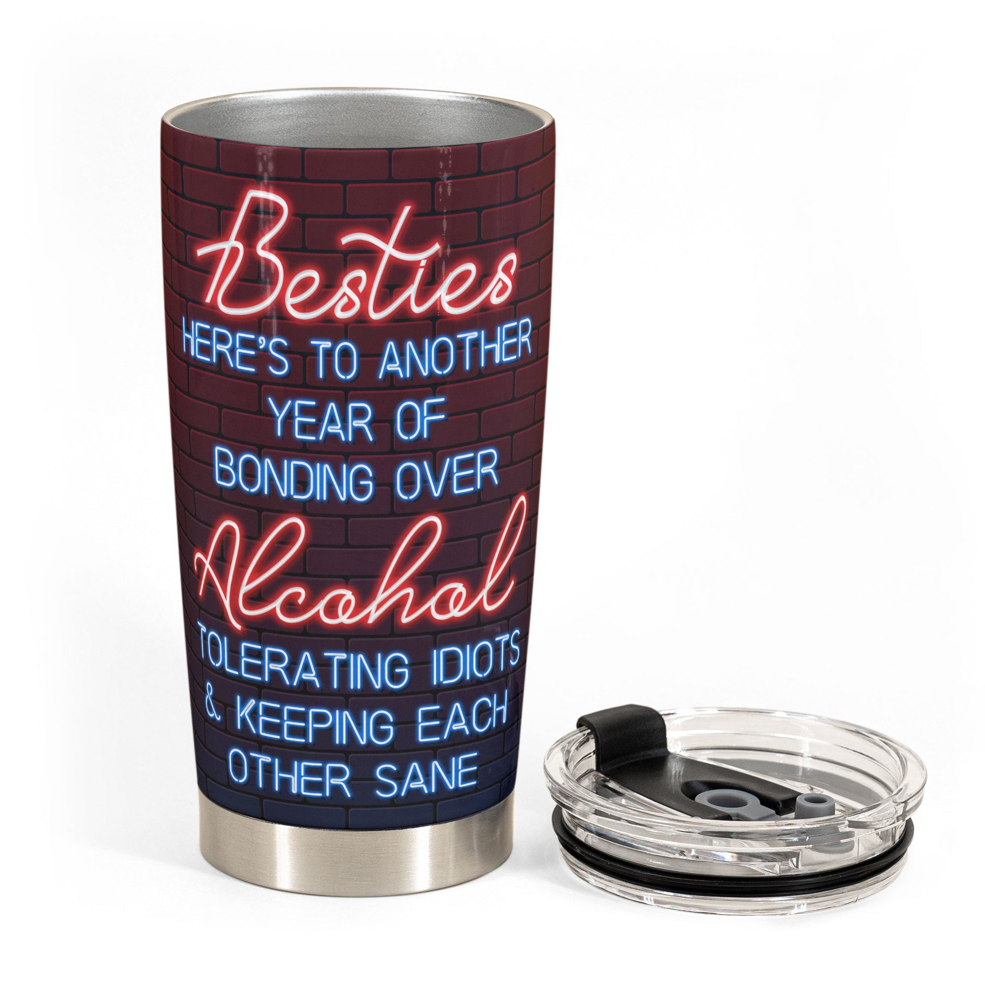 Here's To Another Year Of Bonding Over Alcohol - Personalized Tumbler Cup -  Christmas, New Year Gift For Besties, Soul Sisters