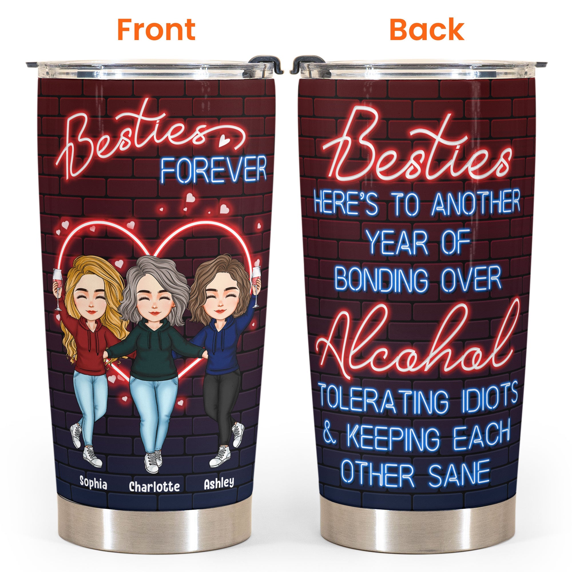 Drinking Partners - Besties Forever - Personalized Tumbler Cup - Birthday, Christmas, New Year Gift For Sisters, Sistas, Besties, Soul Sisters