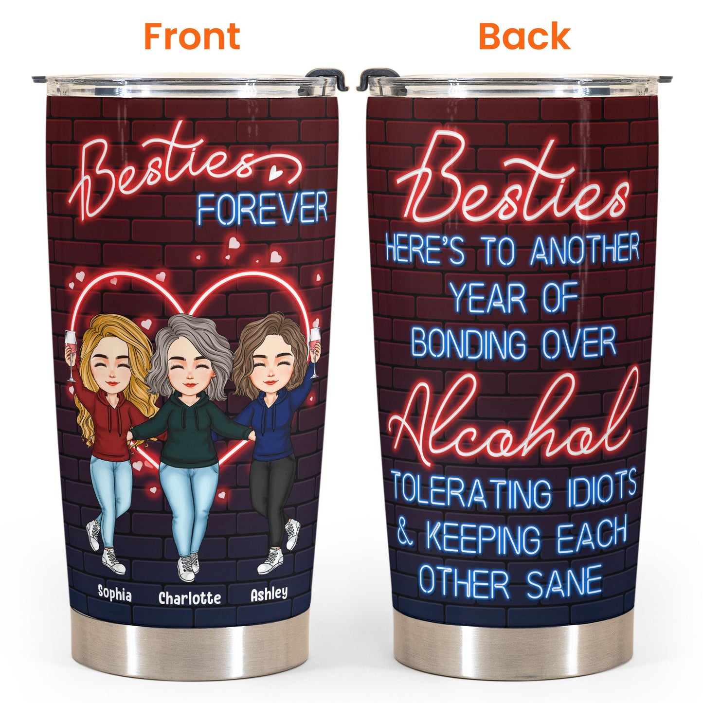 Drinking Partners - Besties Forever - Personalized Tumbler Cup - Birthday, Christmas, New Year Gift For Sisters, Sistas, Besties, Soul Sisters