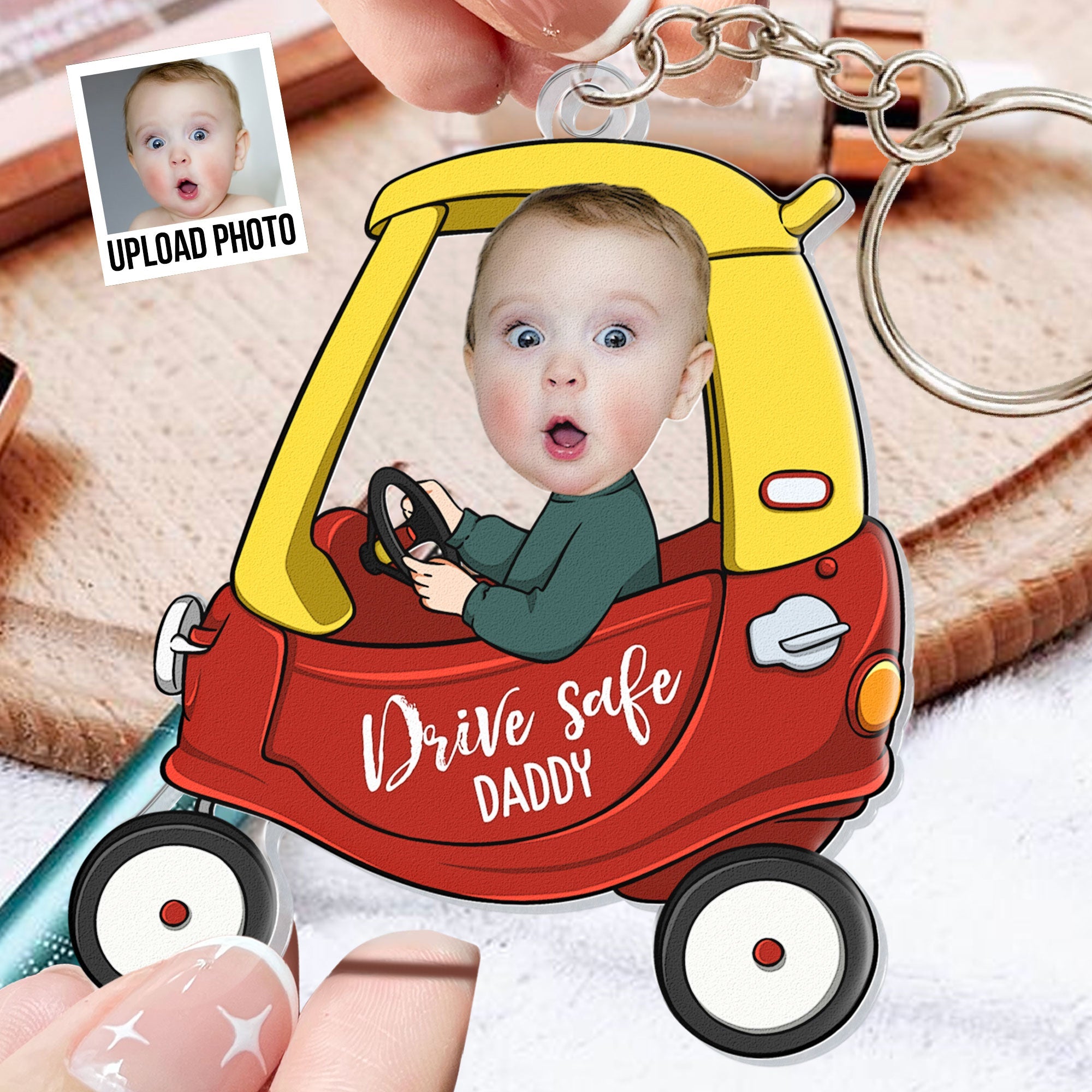 Drive Safe Daddy Custom Face - Personalized Acrylic Photo Keychain ...