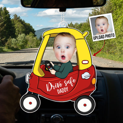 Drive Safe Daddy - Personalized Photo Rear View Mirror Accessory
