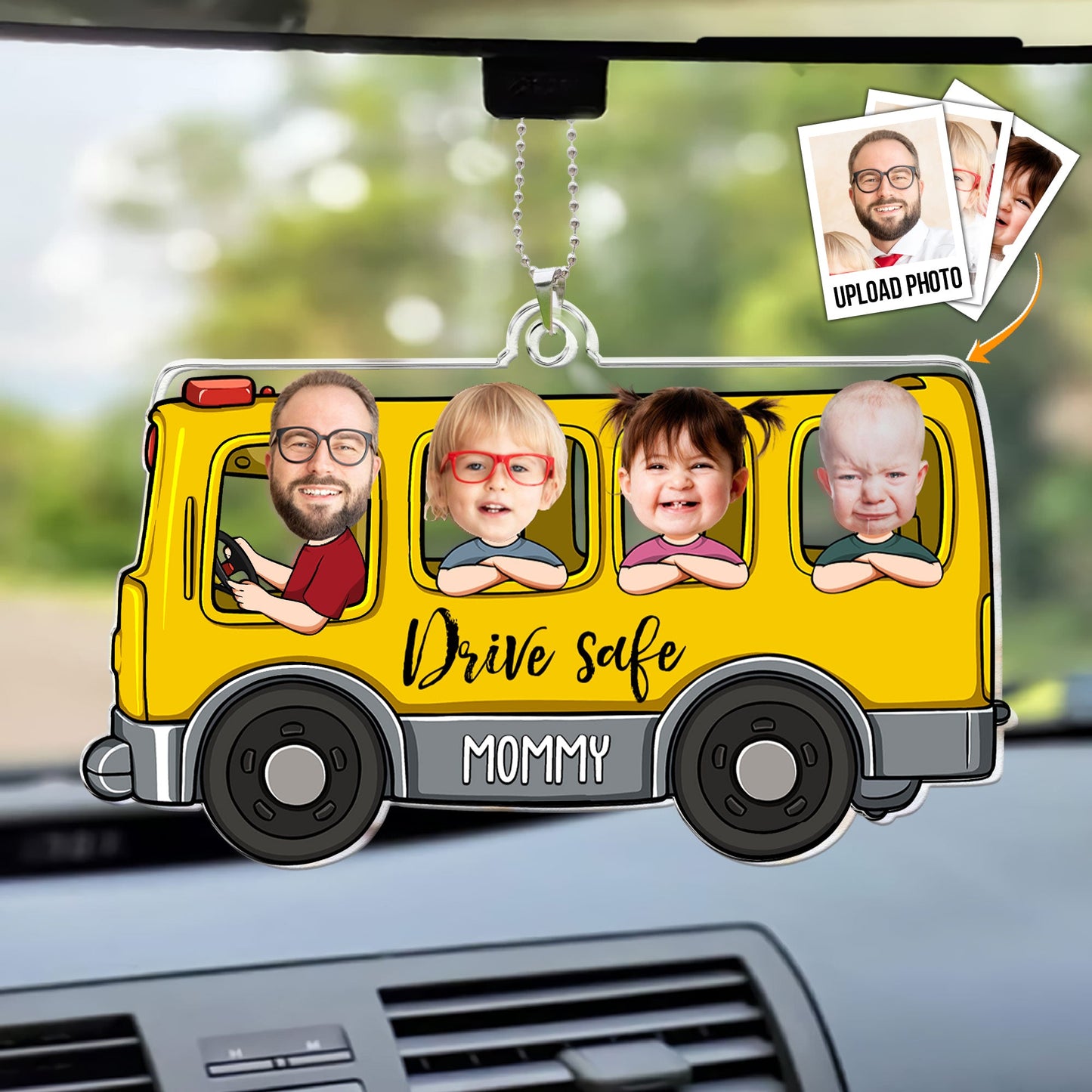 Drive Safe Mommy - Personalized Car Photo Ornament