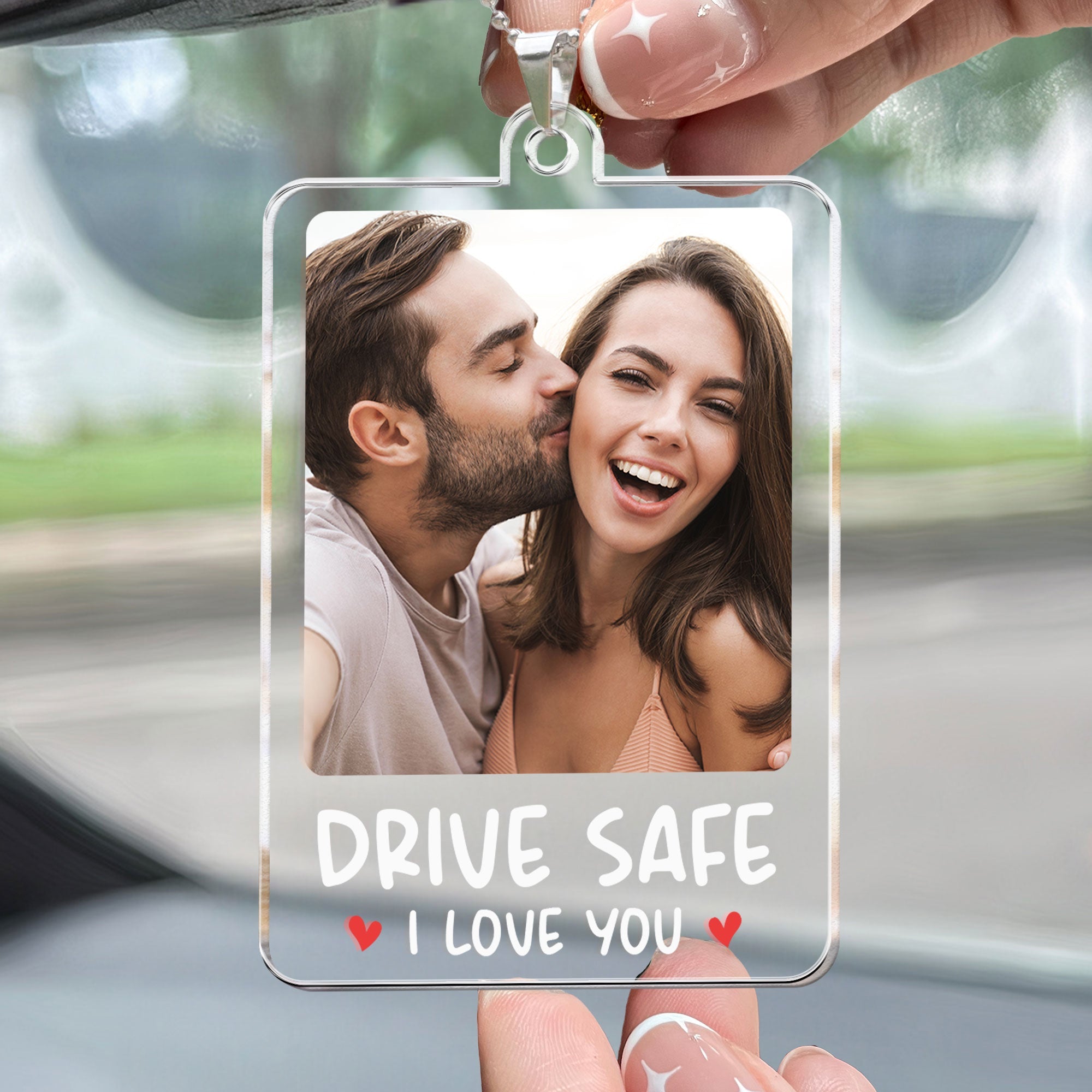 Drive Safe, I Love You - Personalized Photo Rear View Mirror Accessory