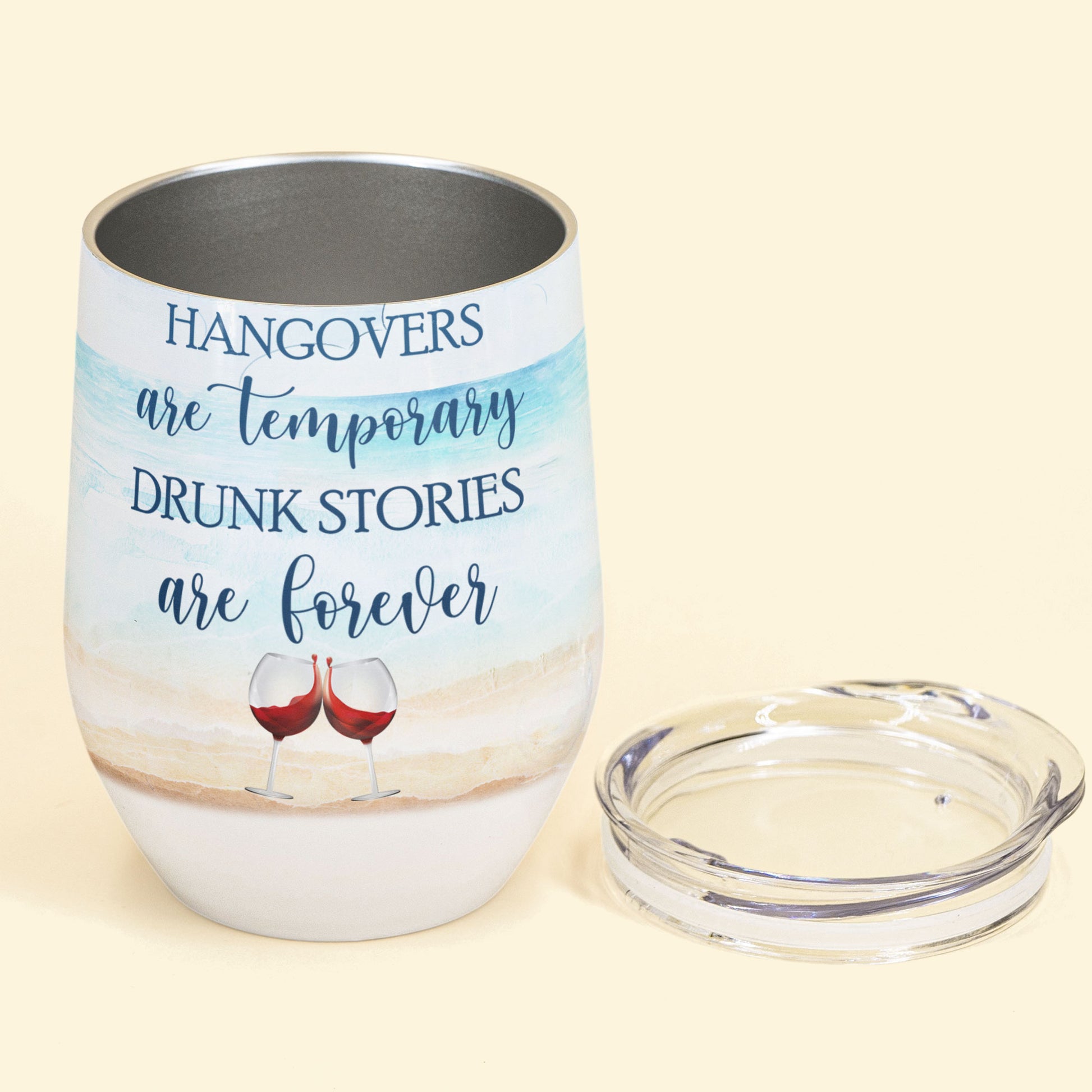 Drunk Stories Are Forever, Friends Custom Wine Tumbler, Gift For Beach Lovers, Friends, Vacation, Summer Gift-Macorner
