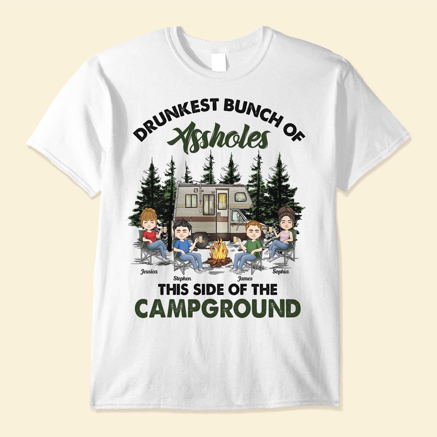 Drunkest Bunch Of Assholes - Personalized Shirt - Birthday, Funny  Gift For Camping Friends