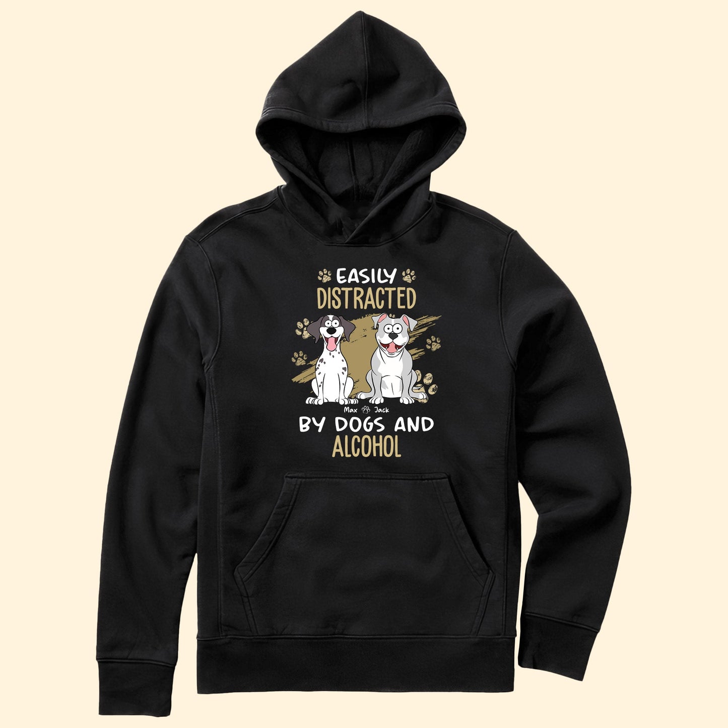 Easily Distracted By Cat Dog And Alcohol - Personalized Shirt