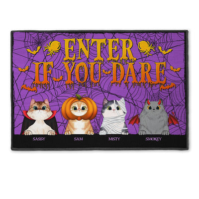Enter If You Dare - Personalized Doormat - Halloween Gift For Cat Lover, Dog Mom