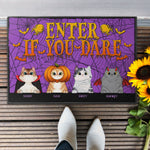Enter If You Dare - Personalized Doormat - Halloween Gift For Cat Lover, Dog Mom