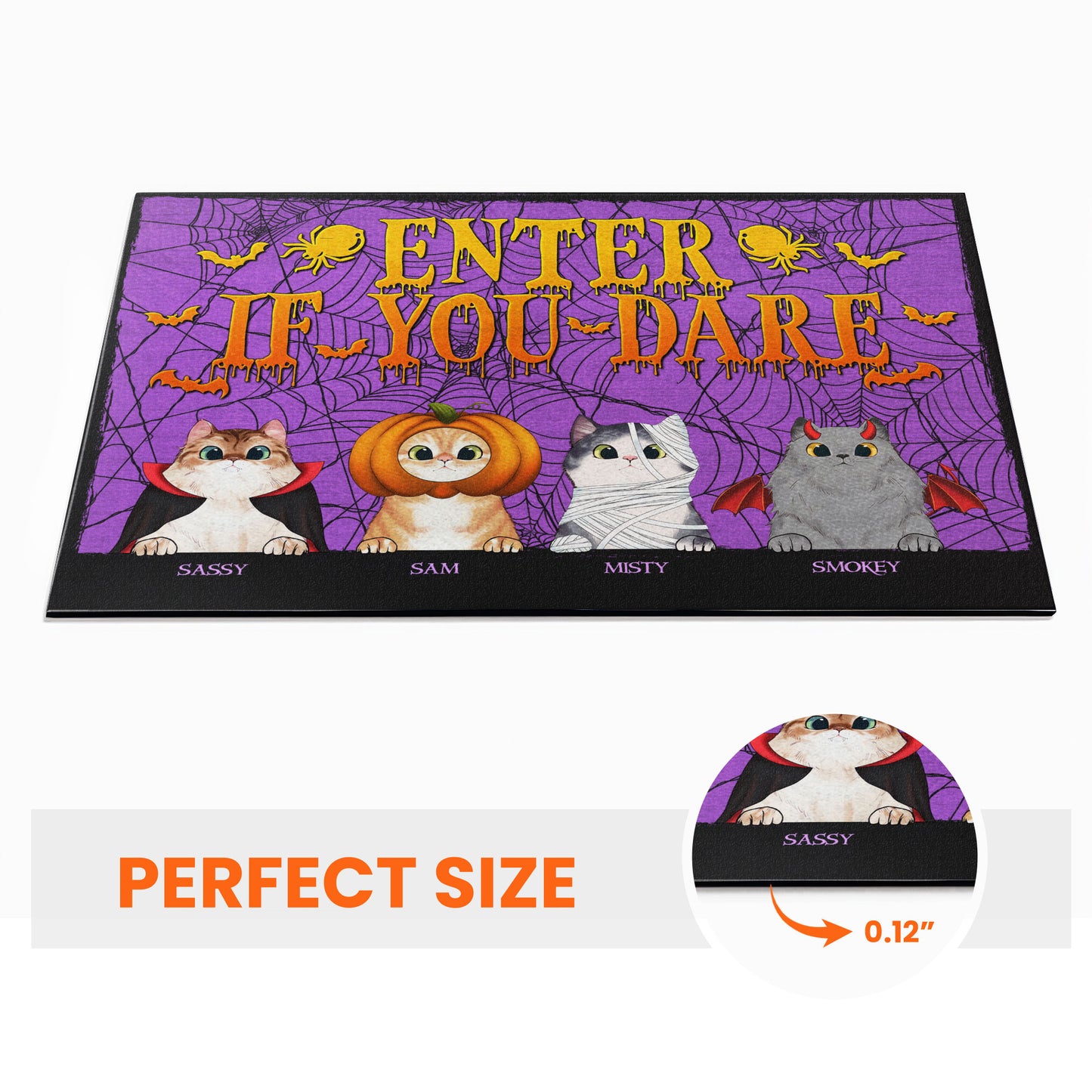 Enter If You Dare - Personalized Doormat - Halloween Gift For Cat Lover, Dog Mom