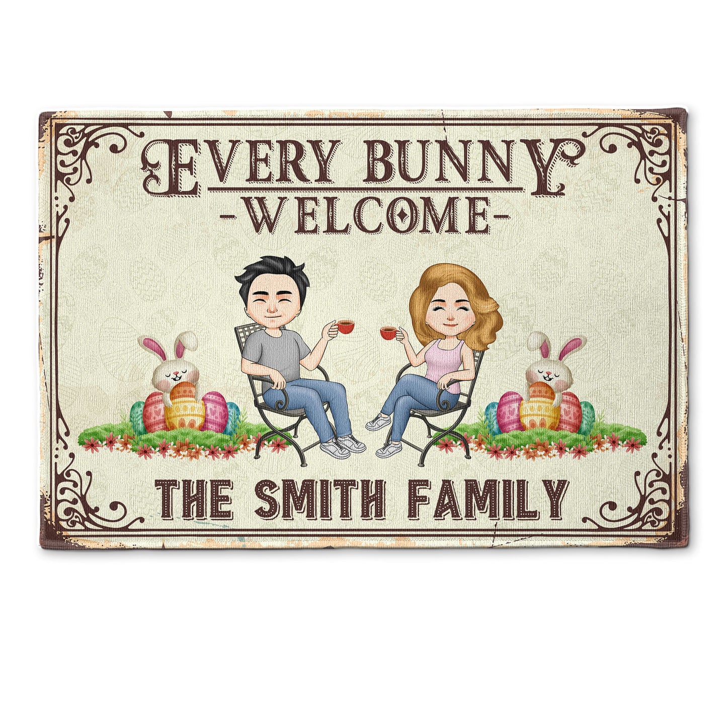 Every Bunny Welcome - Personalized Doormat - Easter Day Gift For Parent, Grandma, Grandpa, Family