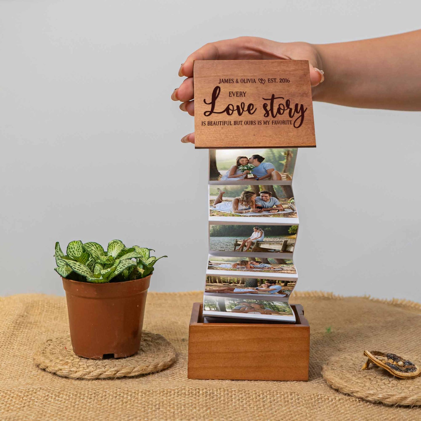 Every Love Story Is Beautiful  - Personalized Wooden Photo Box