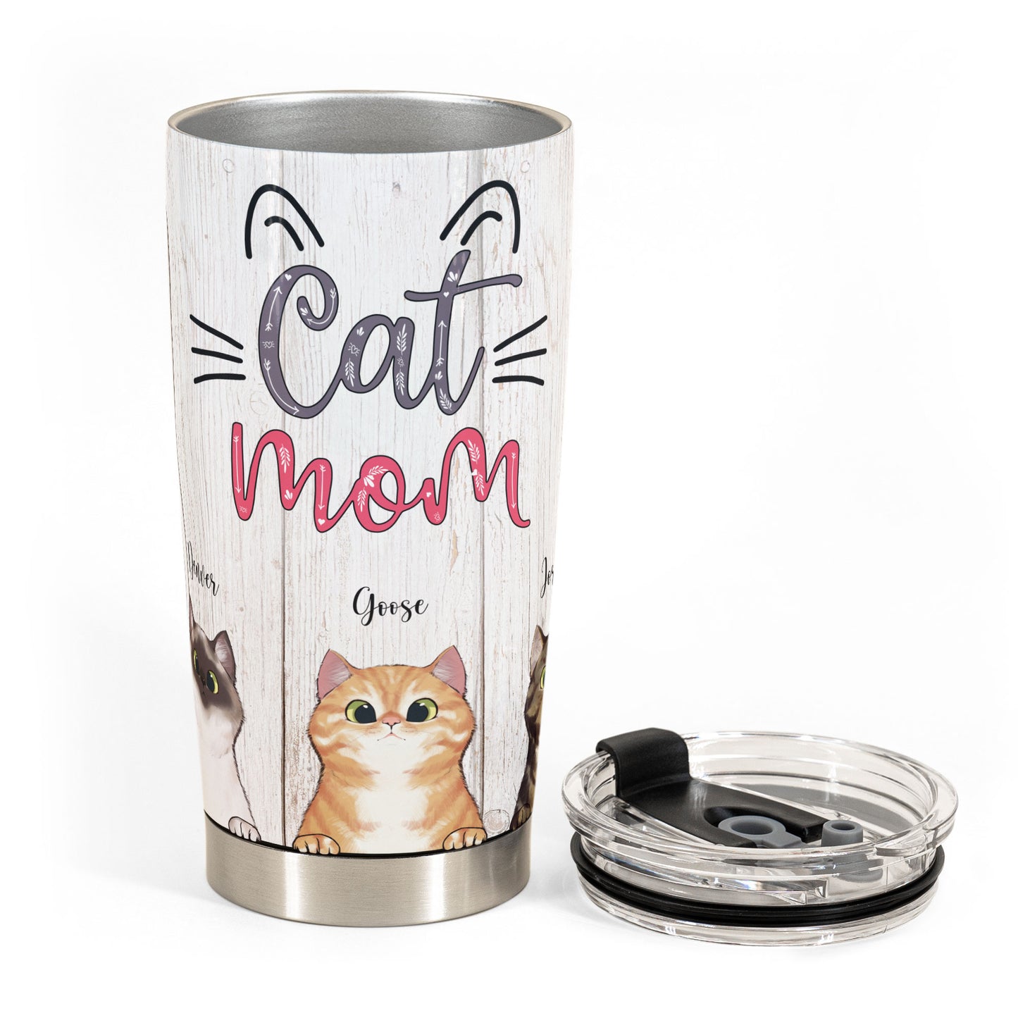 Everything Tastes Better With Cat Hair - Personalized Tumbler Cup - Gift For Cat Lovers
