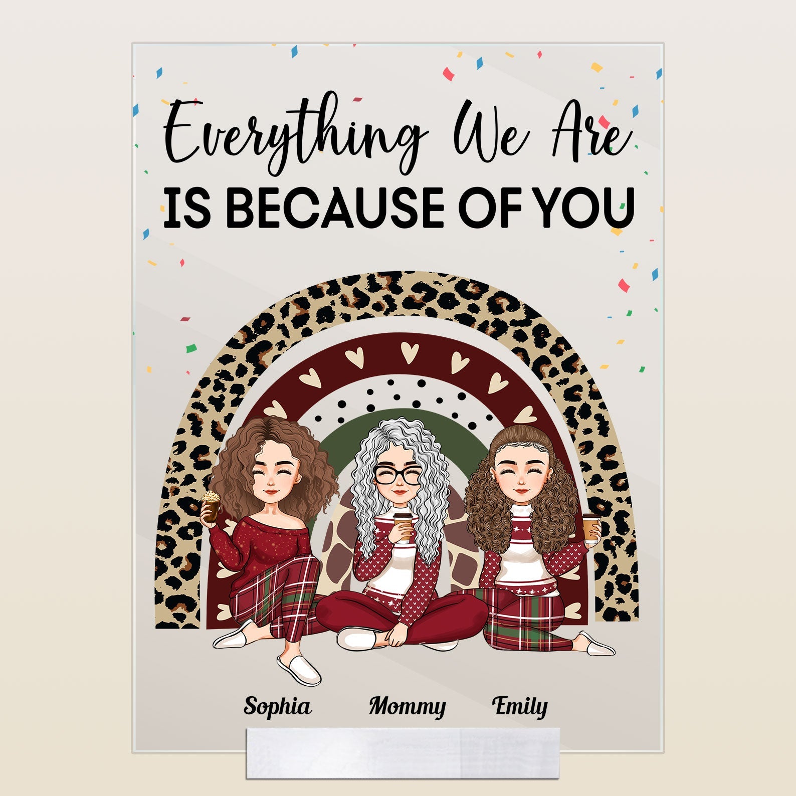 Everything We Are Is Because Of You  - Personalized Acrylic Plaque - Christmas, New Year, Loving Gift For Mother, Daughters