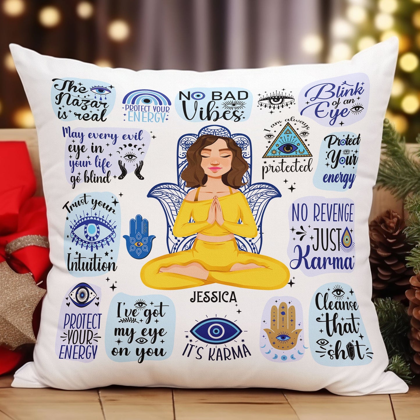 Evil Eye Blue Eye Protect Your Energy - Personalized Pillow