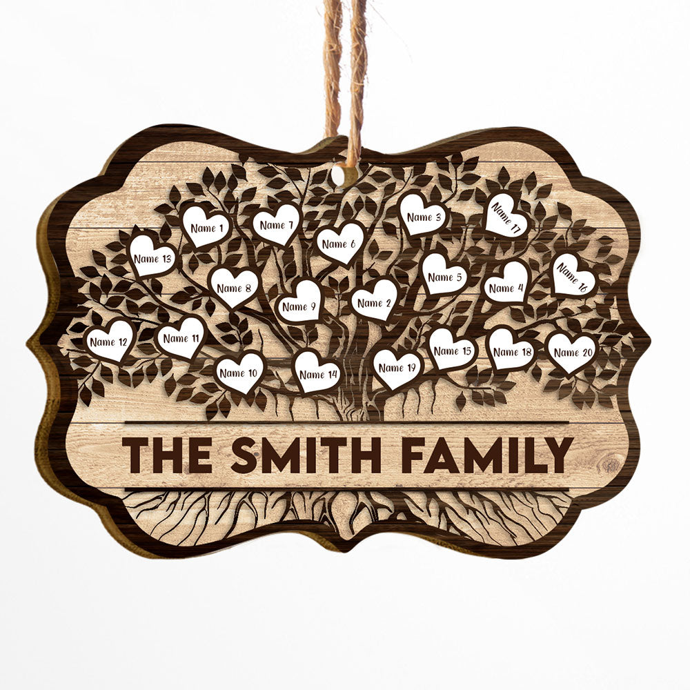 Family Will Always Be Connected By Heart - Personalized Two-Sided Wooden Ornament - Christmas Gift For Fathers, Mothers, Daughters & Sons