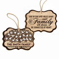 Family Will Always Be Connected By Heart - Personalized Two-Sided Wooden Ornament - Christmas Gift For Fathers, Mothers, Daughters & Sons