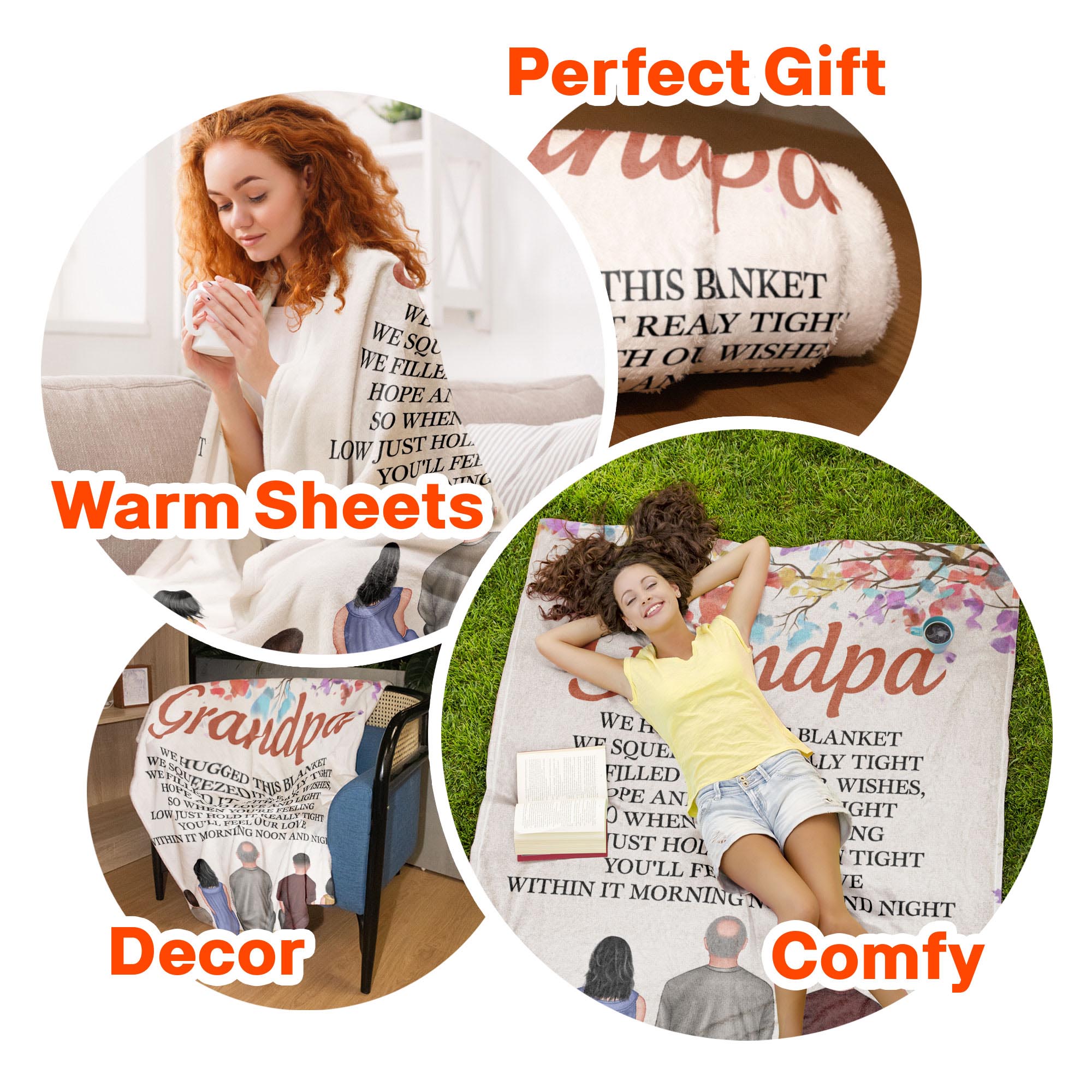 Grandpa, Hug This Blanket To Feel Our Love In It - Personalized Blanket