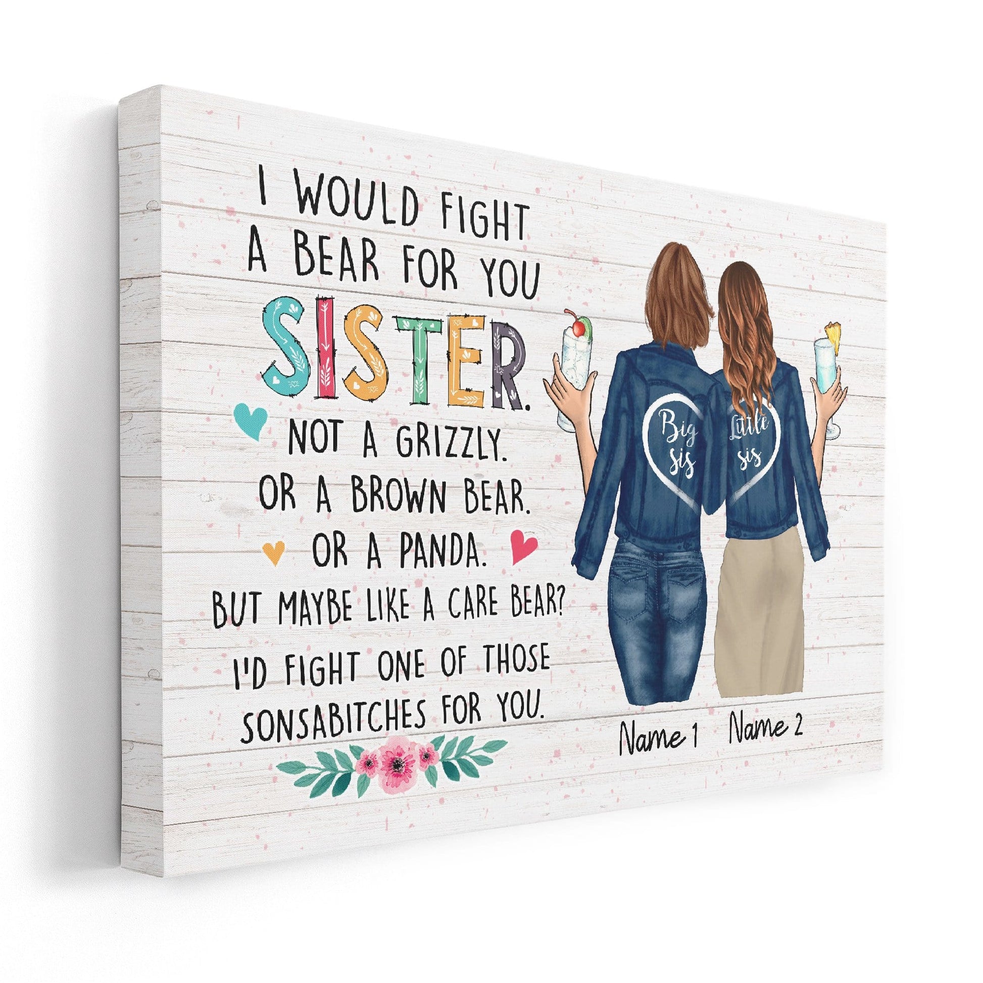 I Would Fight A Bear For You Sister Canvas-Macorner