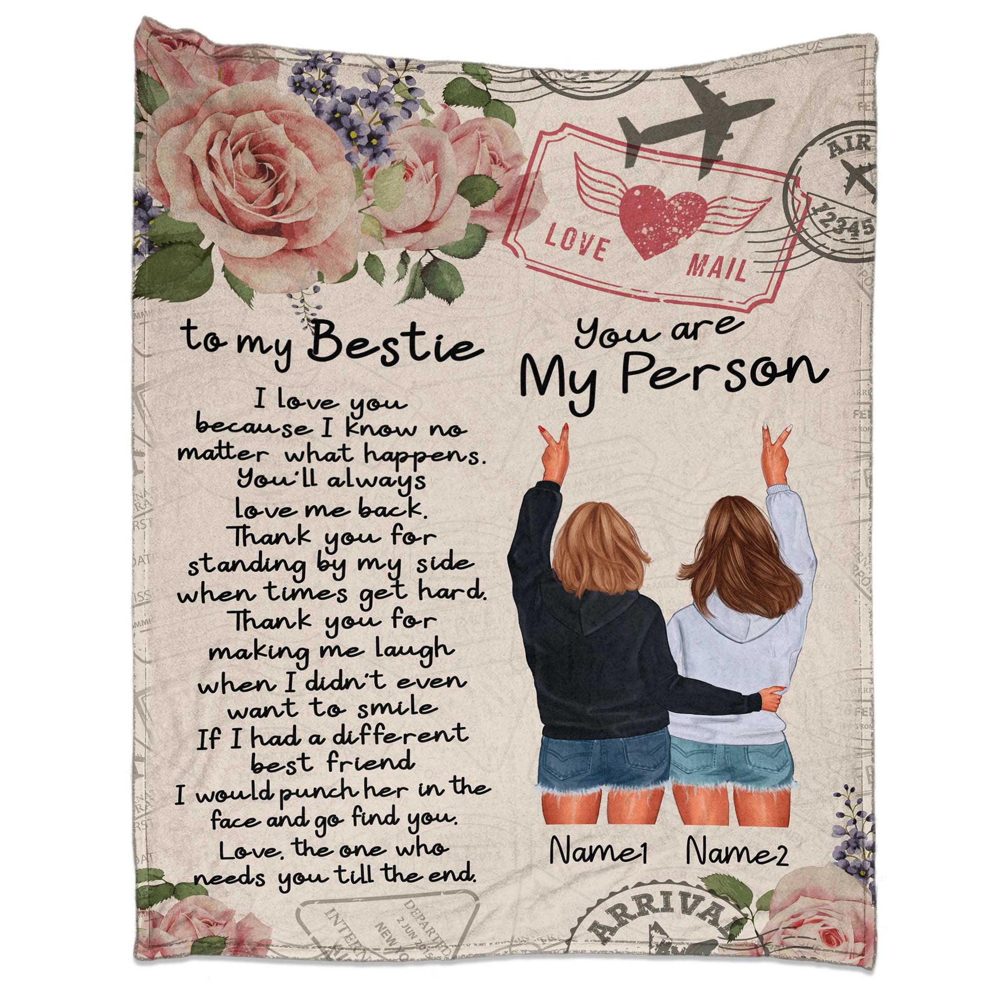 To My Bestie You Are My Person, Friend Custom Blanket, Gift For Friend, Bestie-Macorner